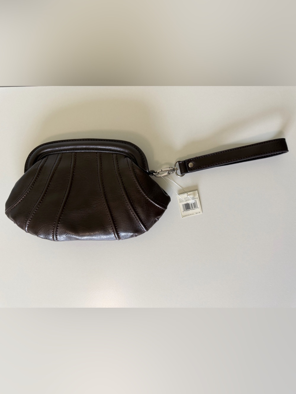 Chocolate Brown Shell Shaped Wristlet Vintage Liz Claiborne Pouch Old Stock - Picture 16 of 16